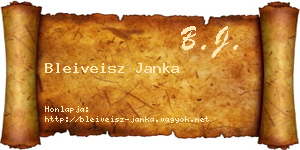 Bleiveisz Janka névjegykártya